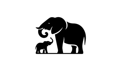 elephants silhouetts set in black and white ,elephants silhouettes set ,elephants silhouette design 