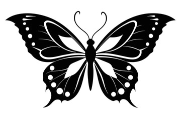 butterfly black silhouette image vector illustration, white background 