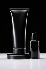 tube of moisturizer on pedestal on background