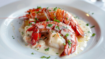 Succulent lobster meal garnished with herbs, embodying irish seafood cuisine