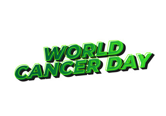 World cancer day. Text effect in eye catching colors and 3D look