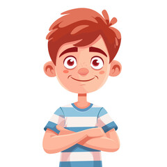 Obraz premium Cute boy with crossed arms. Vector illustration in cartoon style