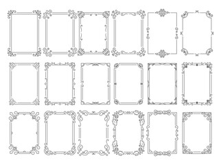 Vintage Frames Set. Ornate, Aged Borders Featuring Intricate Patterns Or Motifs Reminiscent Of Past Eras