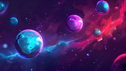 Fototapeta premium Space background with colorful planet and star
