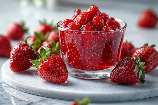 Frühstücksgenuss: Erdbeeren und hausgemachte Erdbeermarmelade
