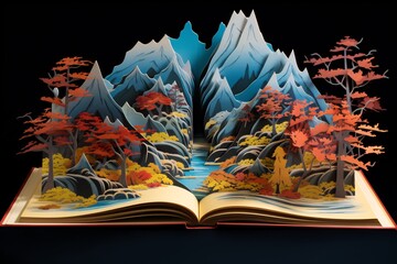 a book with a cut out of paper
