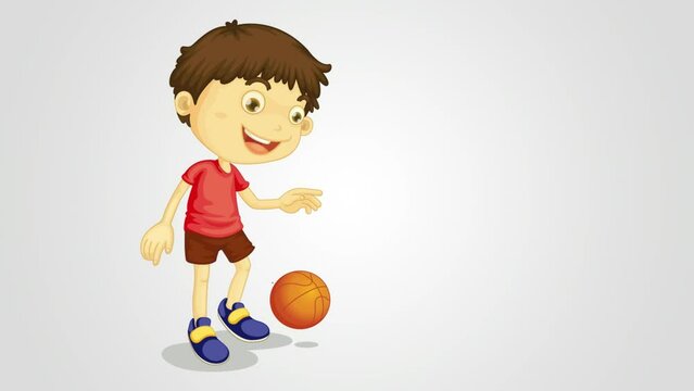 animation of child playing with basketball