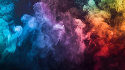 Fotobehang Design elements beautiful multicolored smoke clouds on a black background Abstract smoke on a black background ,Colorful cloud of smoke, Abstract colorful liquid water. Blue abstract © sania