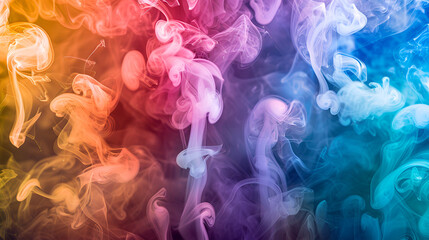Design elements beautiful multicolored smoke clouds on a black background Abstract smoke on a black background ,Colorful cloud of smoke, Abstract colorful liquid water. Blue abstract - obrazy, fototapety, plakaty