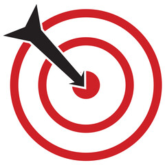 Target (bullseye) with arrow line art icon for apps and websites. vector image. EPS 10