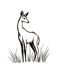 Obraz premium image of a deer isolated on transparent background in the grass.