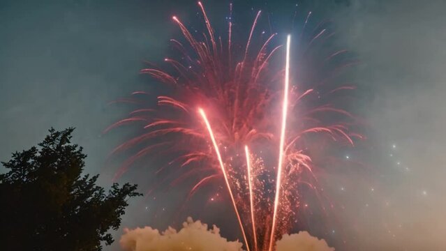 Sparkling night sky, a spectacular display of fireworks