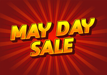 May day sale. Text effect in 3D look effect with eye catching colors