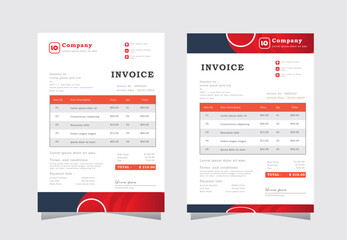 business invoice vector template design, Red color invoice template, A4 invoice design, vector