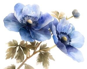 Delicate Anemone Blooms in Soft Watercolor Hues Poised and Graceful in the Wind s Embrace