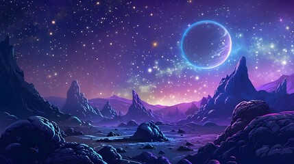Obraz premium Space background with colorful planet and star