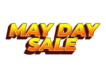 May day sale. Text effect in 3D look effect with eye catching colors