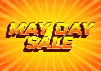 May day sale. Text effect in 3D look effect with eye catching colors