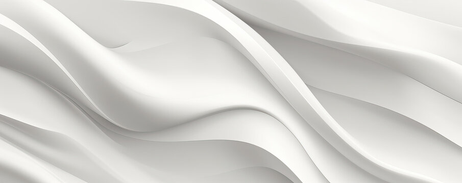 3d Abstract background of white plaster wall, wavy lines, chaotic movement of monochrome liquid