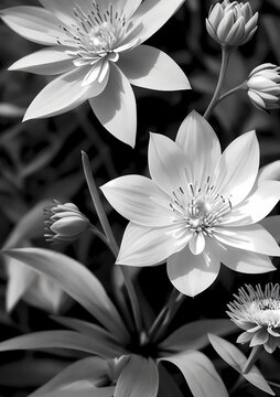 closeup of natural flowers in black and white