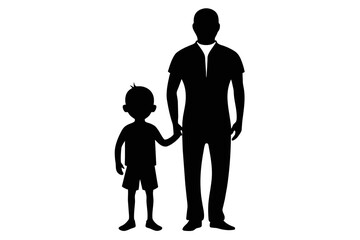 father and son, father's day themes silhouette image vector illustration,white background