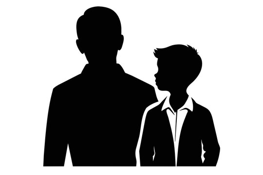 father and son, father's day themes silhouette image vector illustration,white background