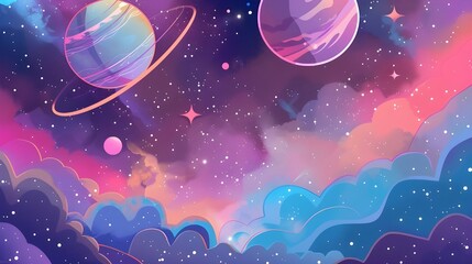 Obraz na płótnie Canvas universe background for kids vector style with pastel color
