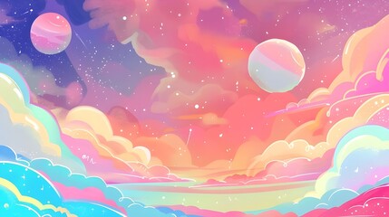Obraz na płótnie Canvas universe background for kids vector style with pastel color