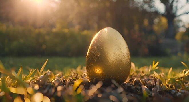 Golden egg in the garden.