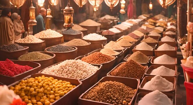 Spices in a typical Arab street market.
