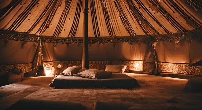 Interior of an Arab tent.