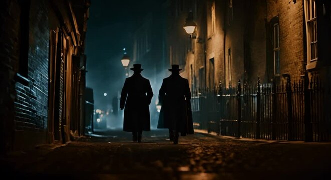 Detectives in London at night.