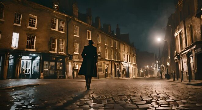Jack the ripper in London at night.