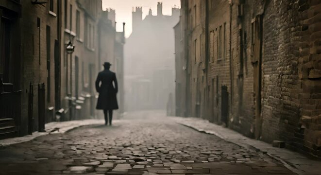 Jack the ripper in London at night.