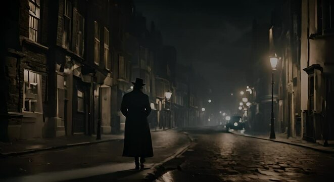 Jack the ripper in London at night.