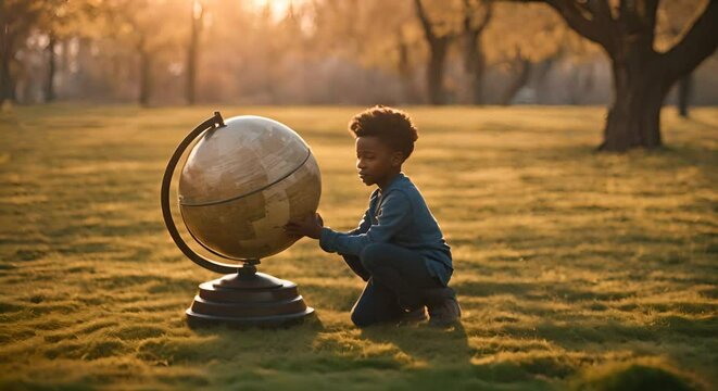 Boy with a globe.