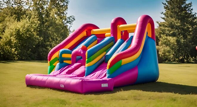 Bouncy castle in the garden.