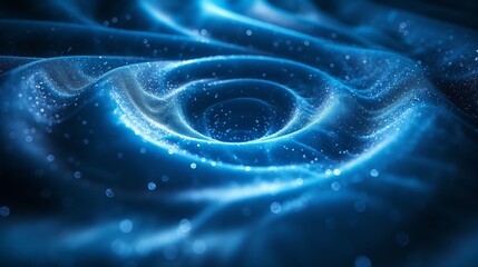 Abstract swirling universe background. Bright blue orbs with smooth curves intertwine, creating a mesmerizing vortex that evokes the vastness of the universe.