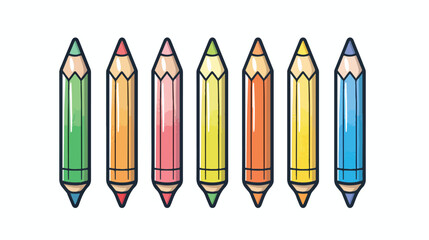 Crayons Icon. Line Art Style Design Isolated On White