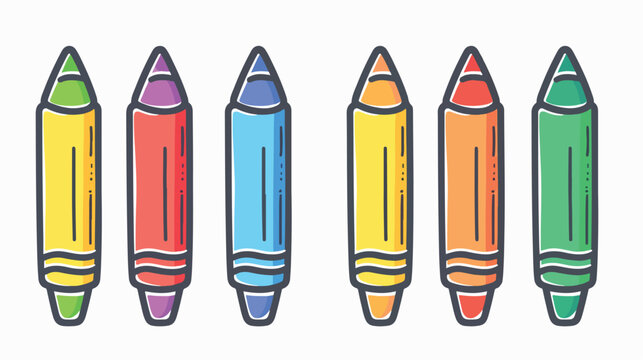 Crayons Icon. Line Art Style Design Isolated On White