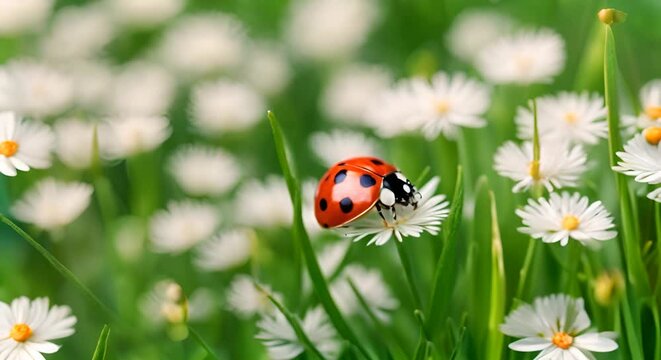 Red ladybug on top of a leaf.
