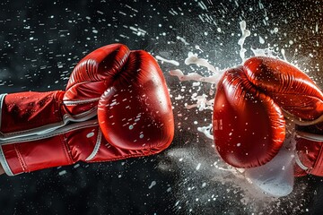 Combat Box punch gloves boxing Two-gloved power hand. Generative Ai