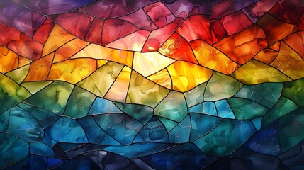 Beautifully colored stained glass made of translucent polygons