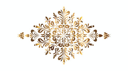 Decorative rosette ornamental golden mandala  snowfl