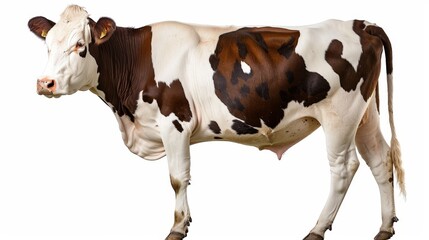 An isolated cow on a white background