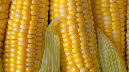 Zbliżenie na złocistą kolbę kukurydzy - obrazy, fototapety, plakaty