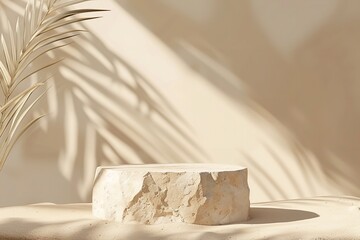 Example of a 3D background podium stone display. Generative Ai - obrazy, fototapety, plakaty