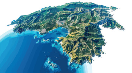 Elba Island Tuscany view from above. Aerial view of t