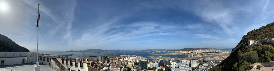 Fototapeta na wymiar Panorama view from the Moorish Castle in Gibraltar
