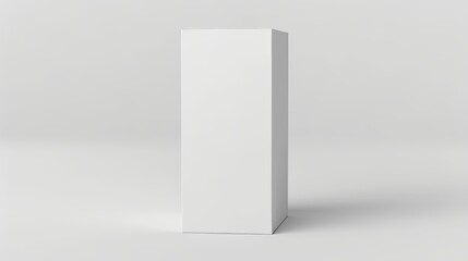 The copy space on a tall white product box is isolated against a white background. - obrazy, fototapety, plakaty